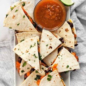 Sheet Pan Sweet Potato Black Bean Quesadillas