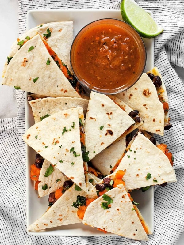 Sheet Pan Sweet Potato Black Bean Quesadillas