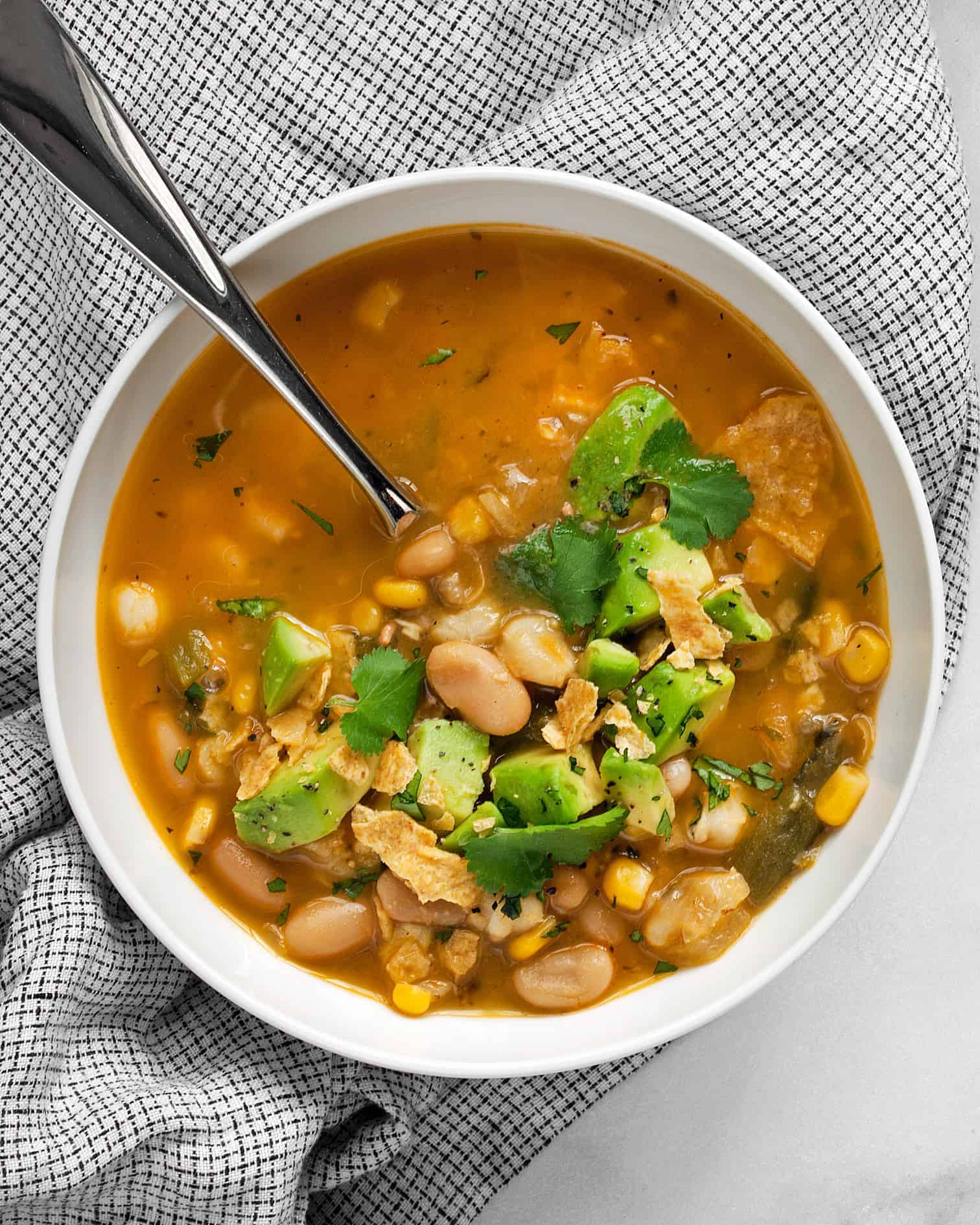 Vegan Poblano White Bean Chili Last Ingredient