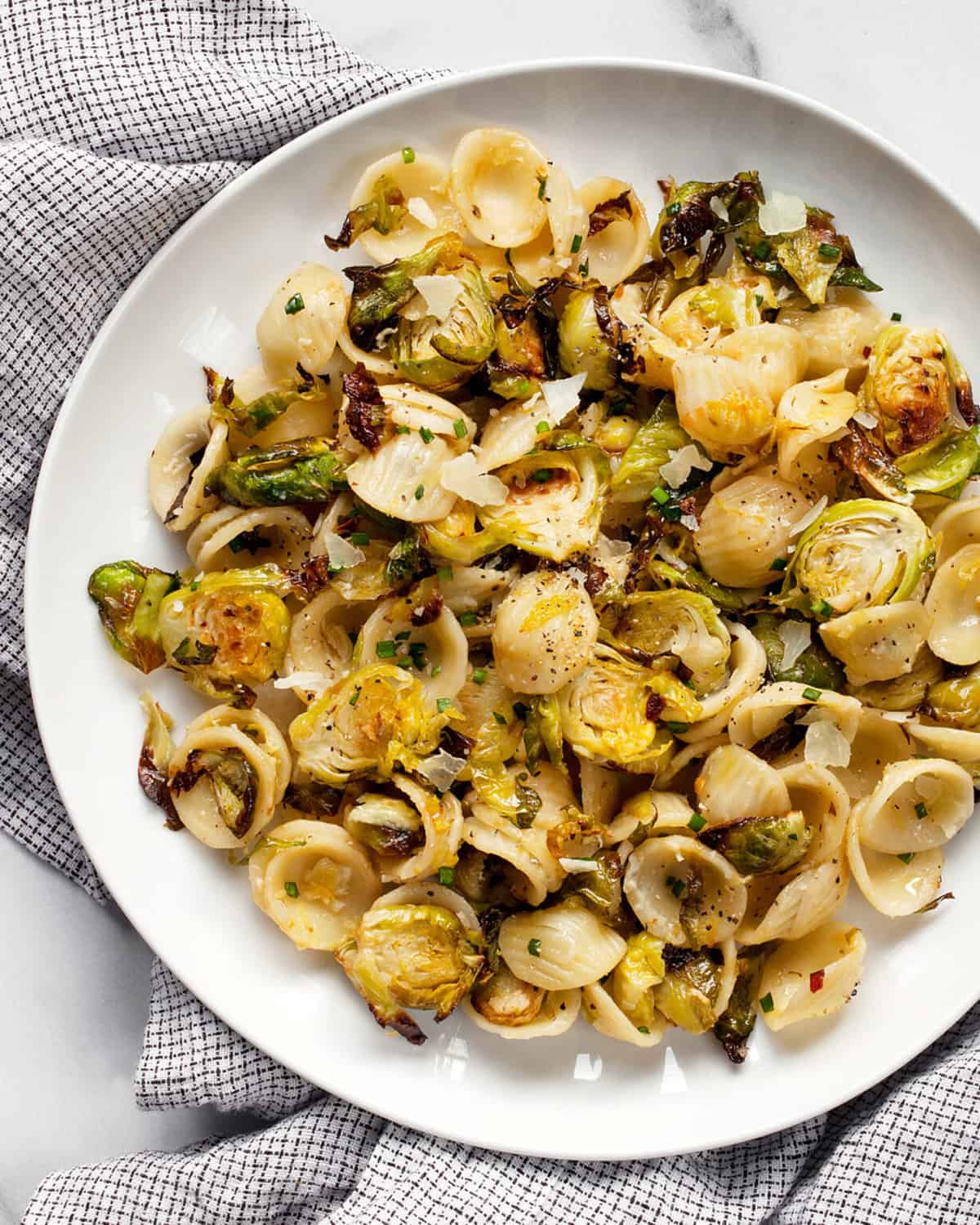 Roasted Brussels Sprout Pasta with Lemon & Garlic Last Ingredient