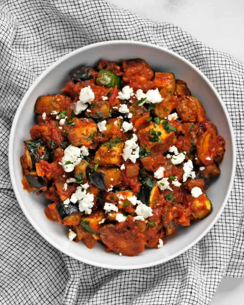 Tomato Stew with Roasted Eggplants and Zucchini 