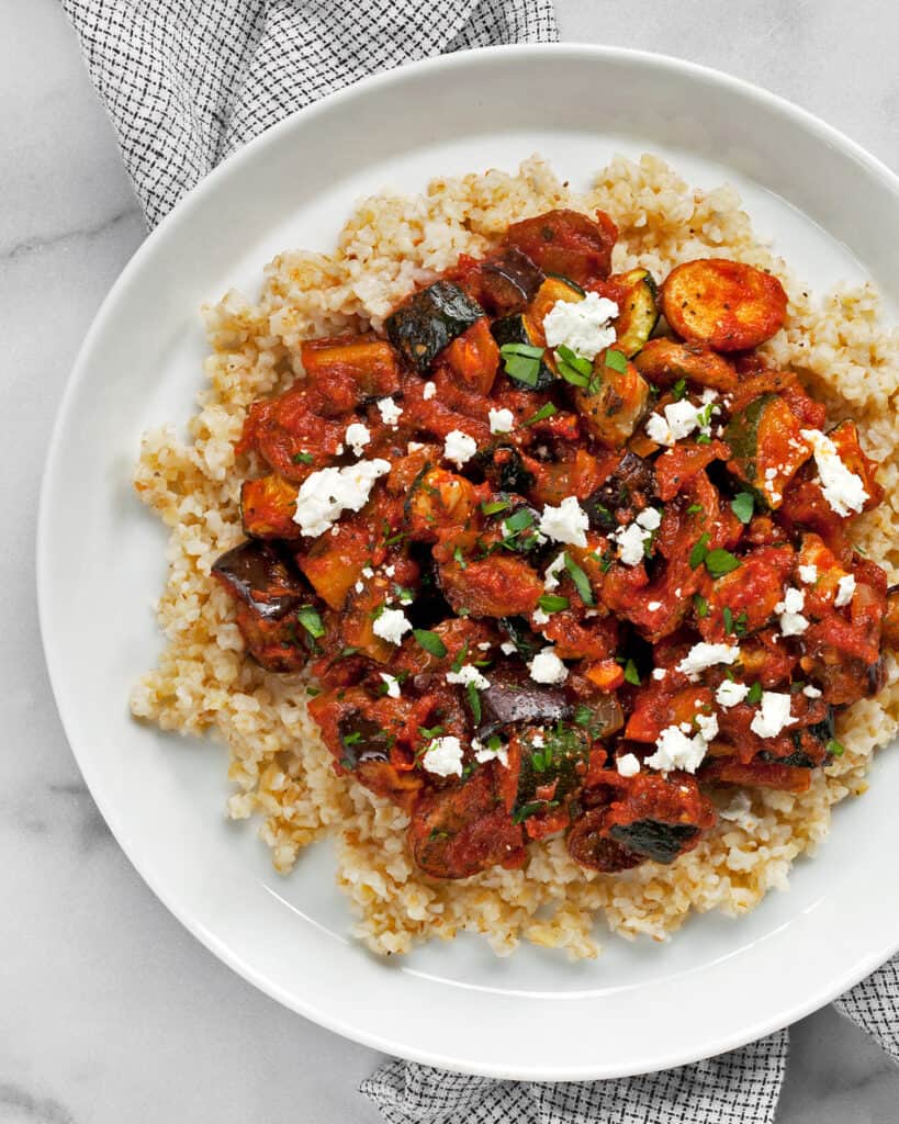 Roasted Eggplant Zucchini Tomato Stew Last Ingredient