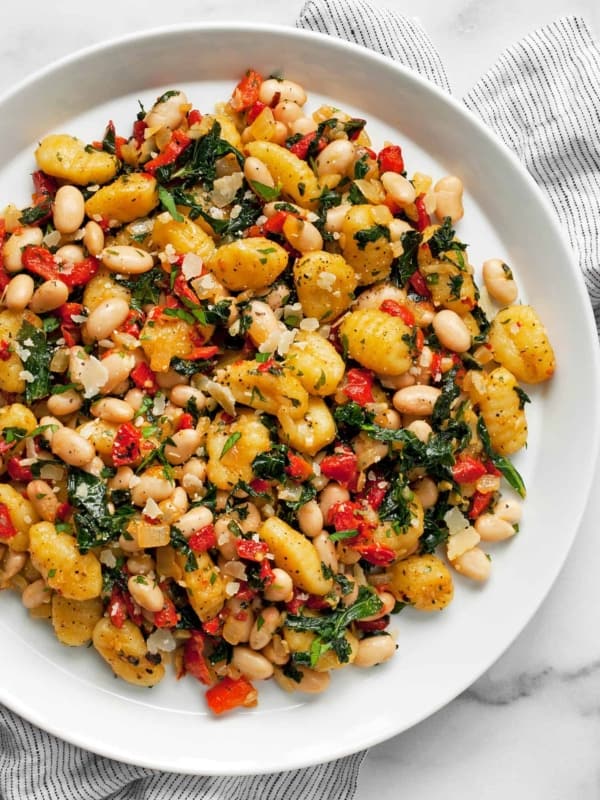 Skillet Red Pepper White Bean Gnocchi