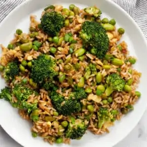 Broccoli Edamame Pea Fried Rice