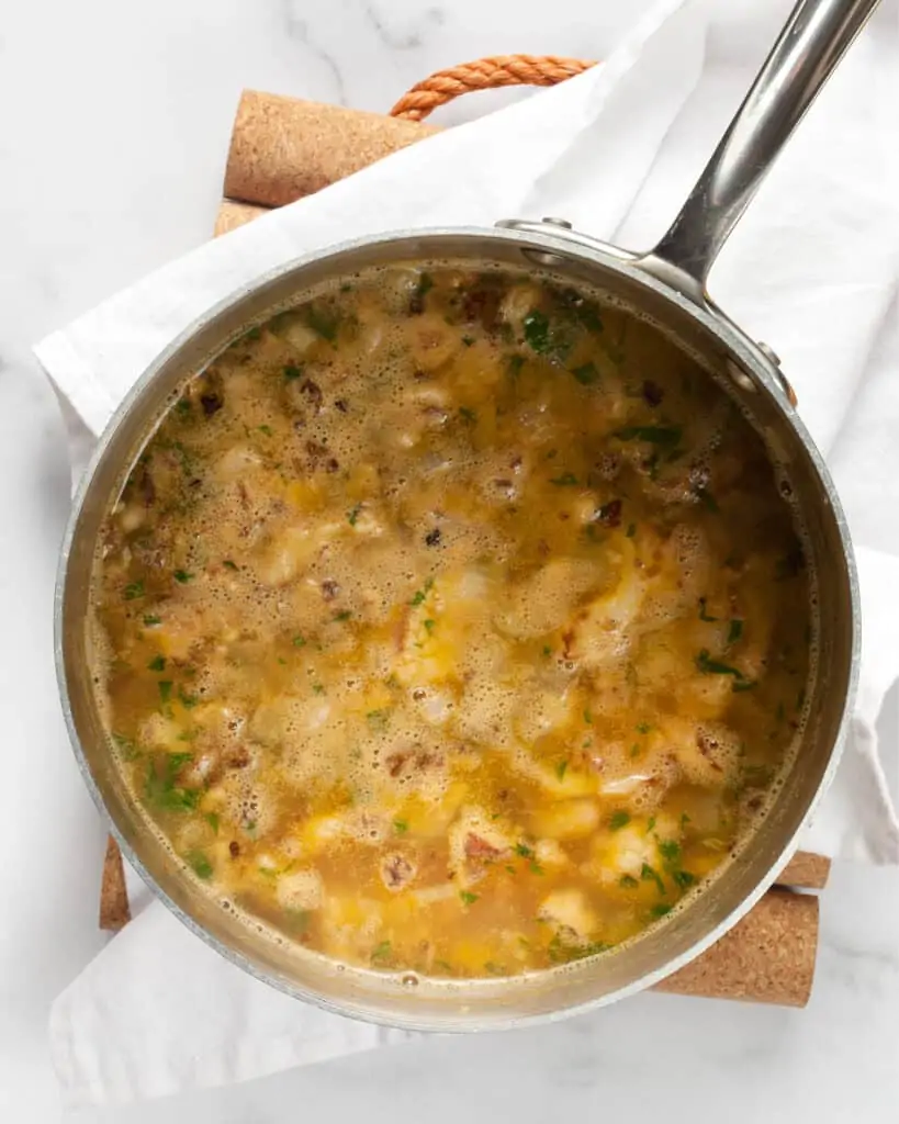 Soup in the saucepan before it is pureed