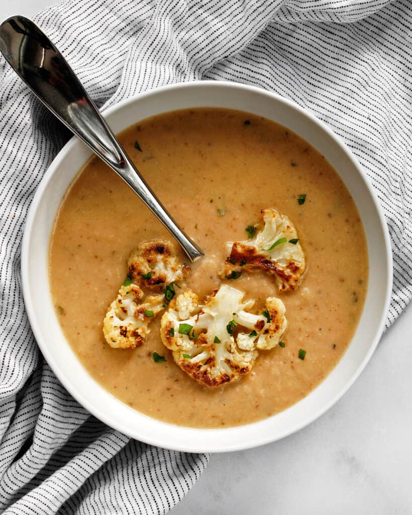 Cauliflower White Bean Tahini Soup