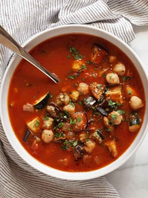 Bowl of eggplant soup.