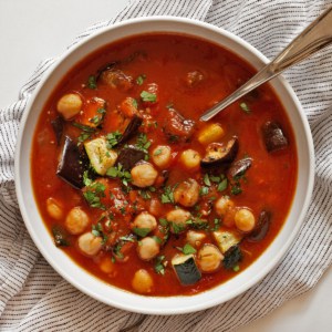 Bowl of eggplant soup.