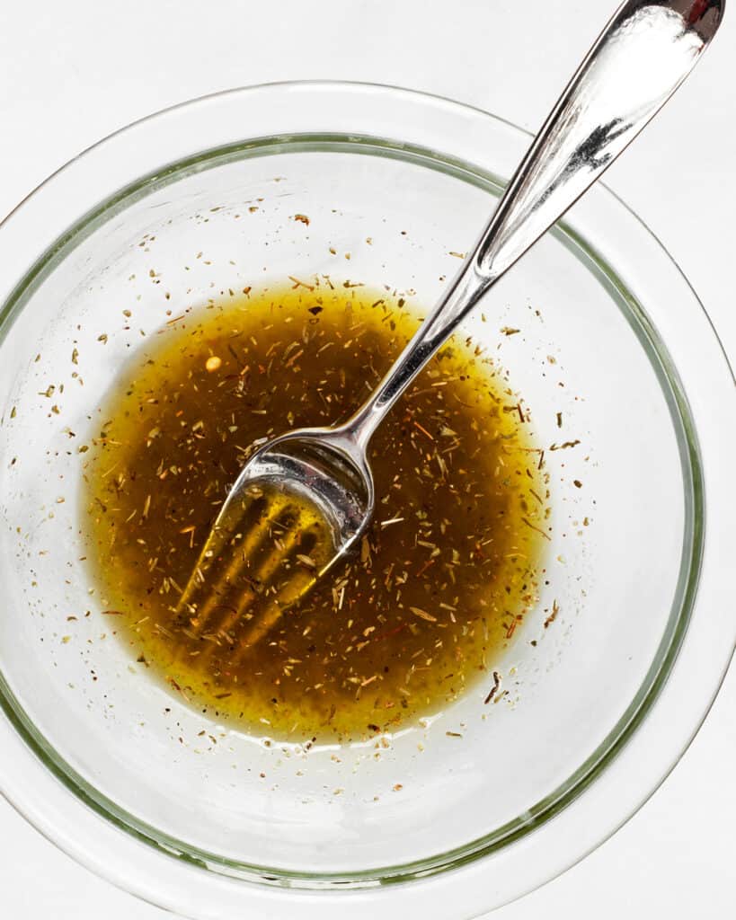 Whisk the dried seasonings into the olive oil