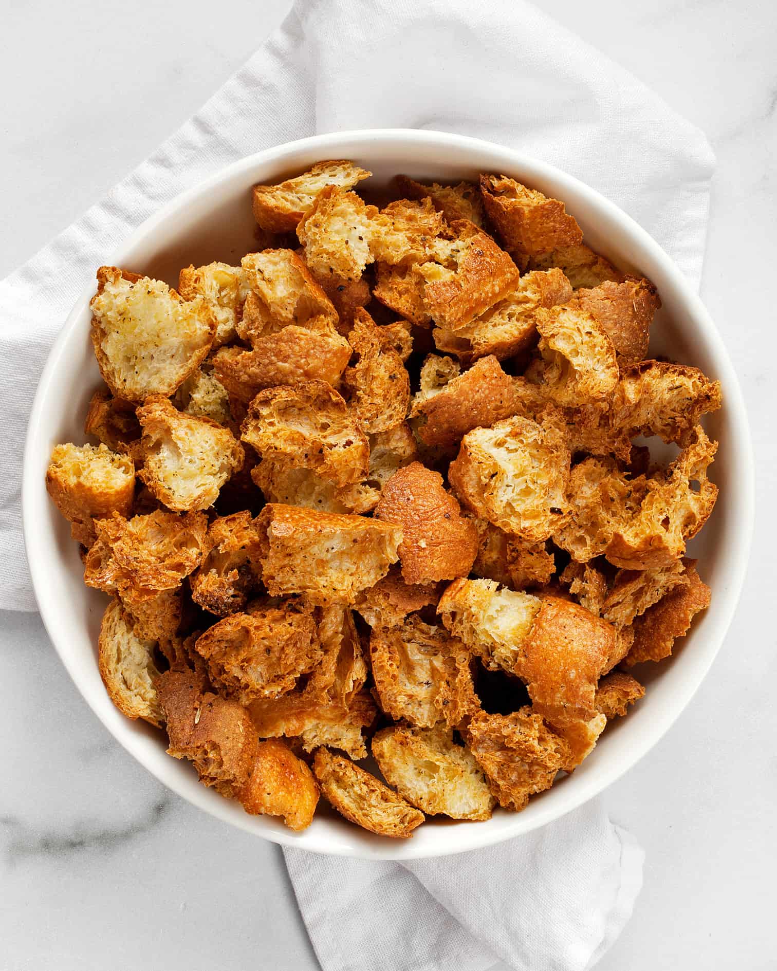 Croutons in a bowl.