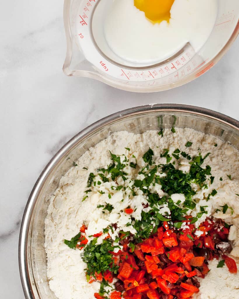 Stir the wet ingredients into the dry ingredients