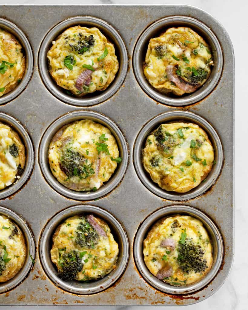 Mini frittatas in a muffin pan