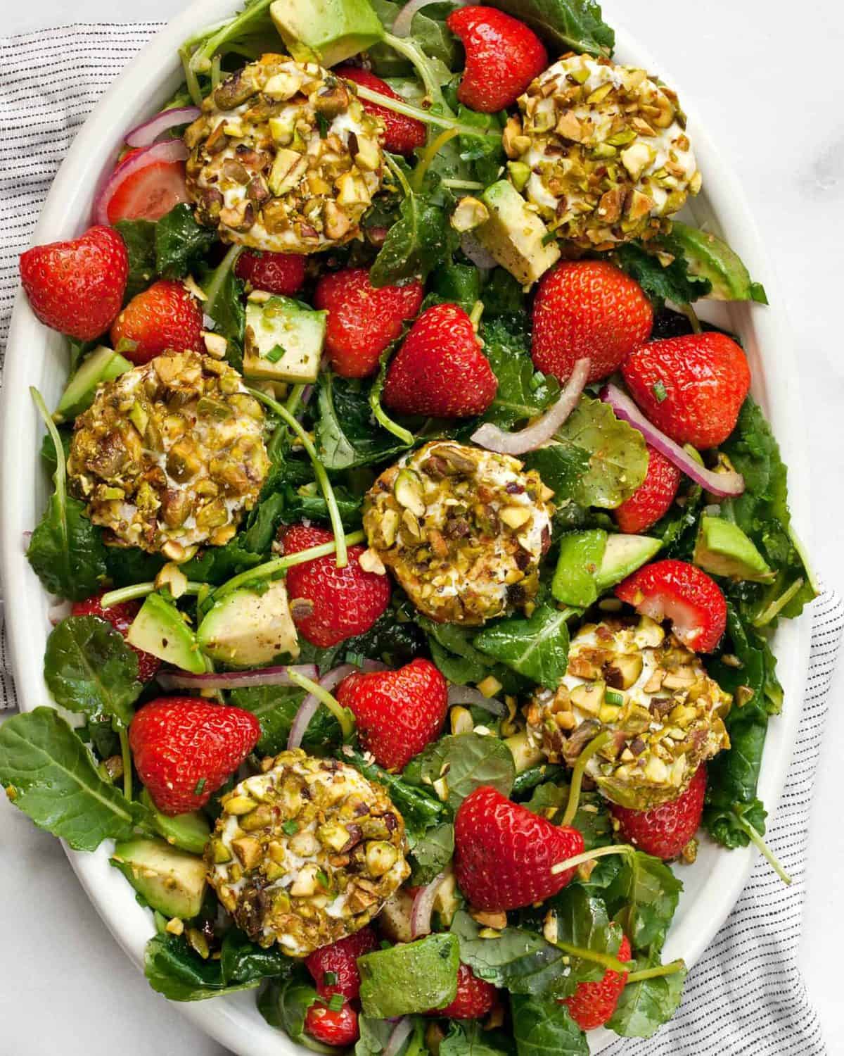 Pistachio Strawberry Goat Cheese Salad Last Ingredient
