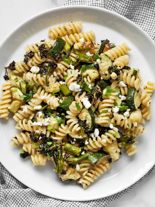 Roasted Broccolini Zucchini Pasta Salad