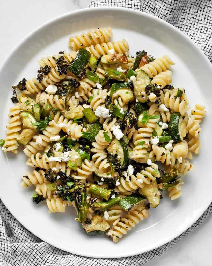 Roasted Broccolini Zucchini Pasta Salad