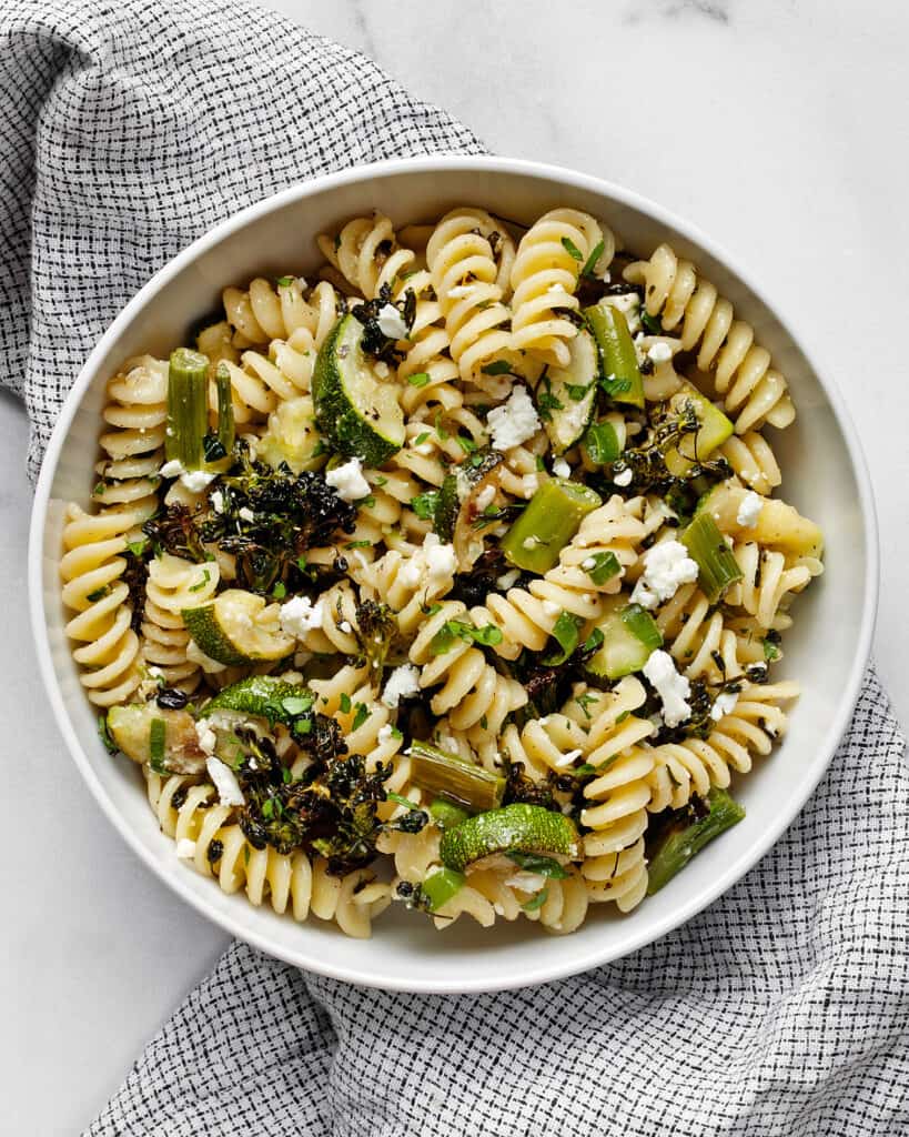 Roasted Broccolini Zucchini Pasta Salad
