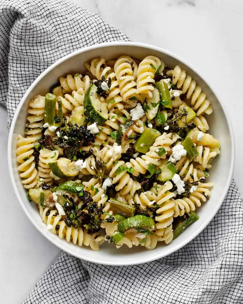 Roasted Broccolini Zucchini Pasta Salad