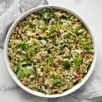 Cannellini bean barley in a bowl.