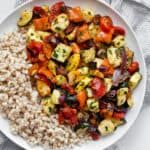 Roasted Mediterranean Vegetables and Halloumi with Barley