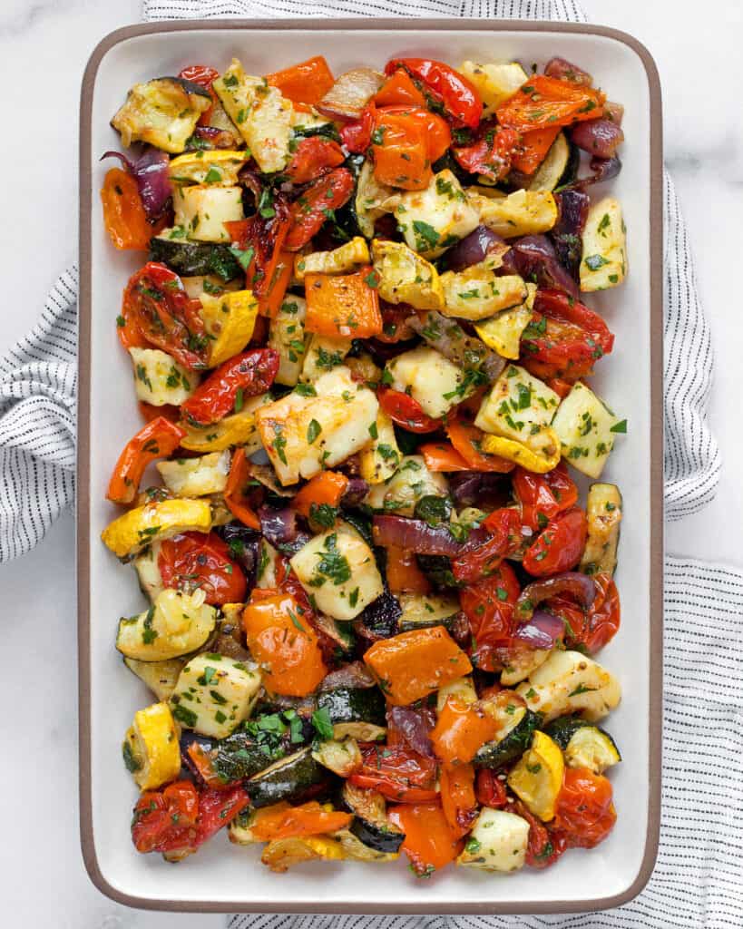 Roasted Mediterranean Vegetables and Halloumi - Vegetarian Dinner Recipes