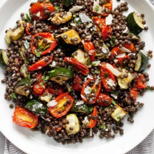 Roasted Zucchini Tomato Lentil Salad