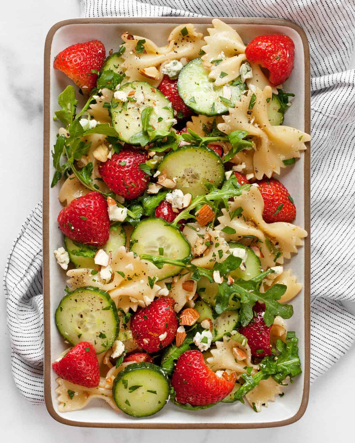 Strawberry Cucumber Pasta Salad Last Ingredient