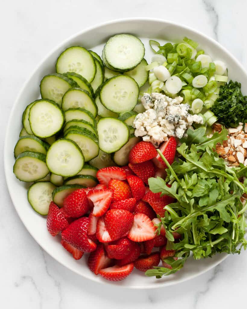 Strawberry Cucumber Pasta Salad Last Ingredient
