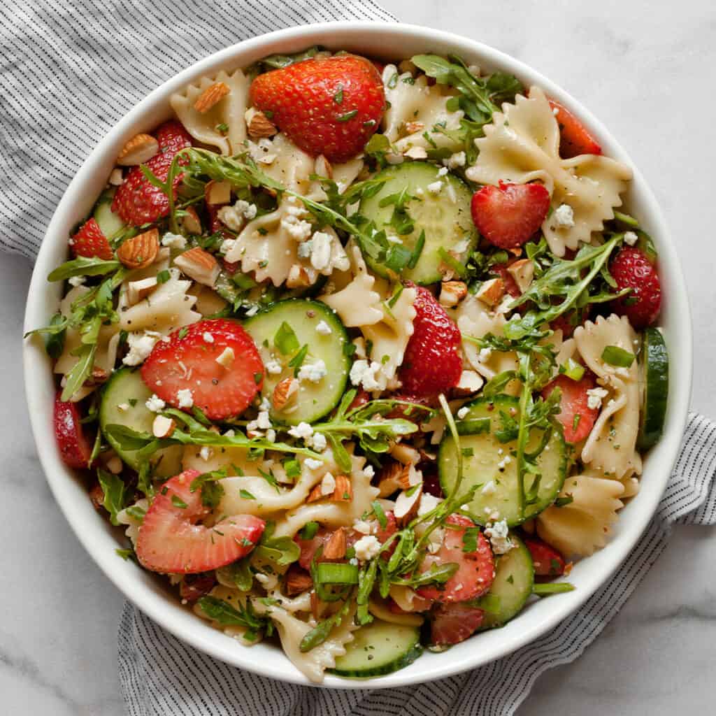 Strawberry Cucumber Pasta Salad Last Ingredient
