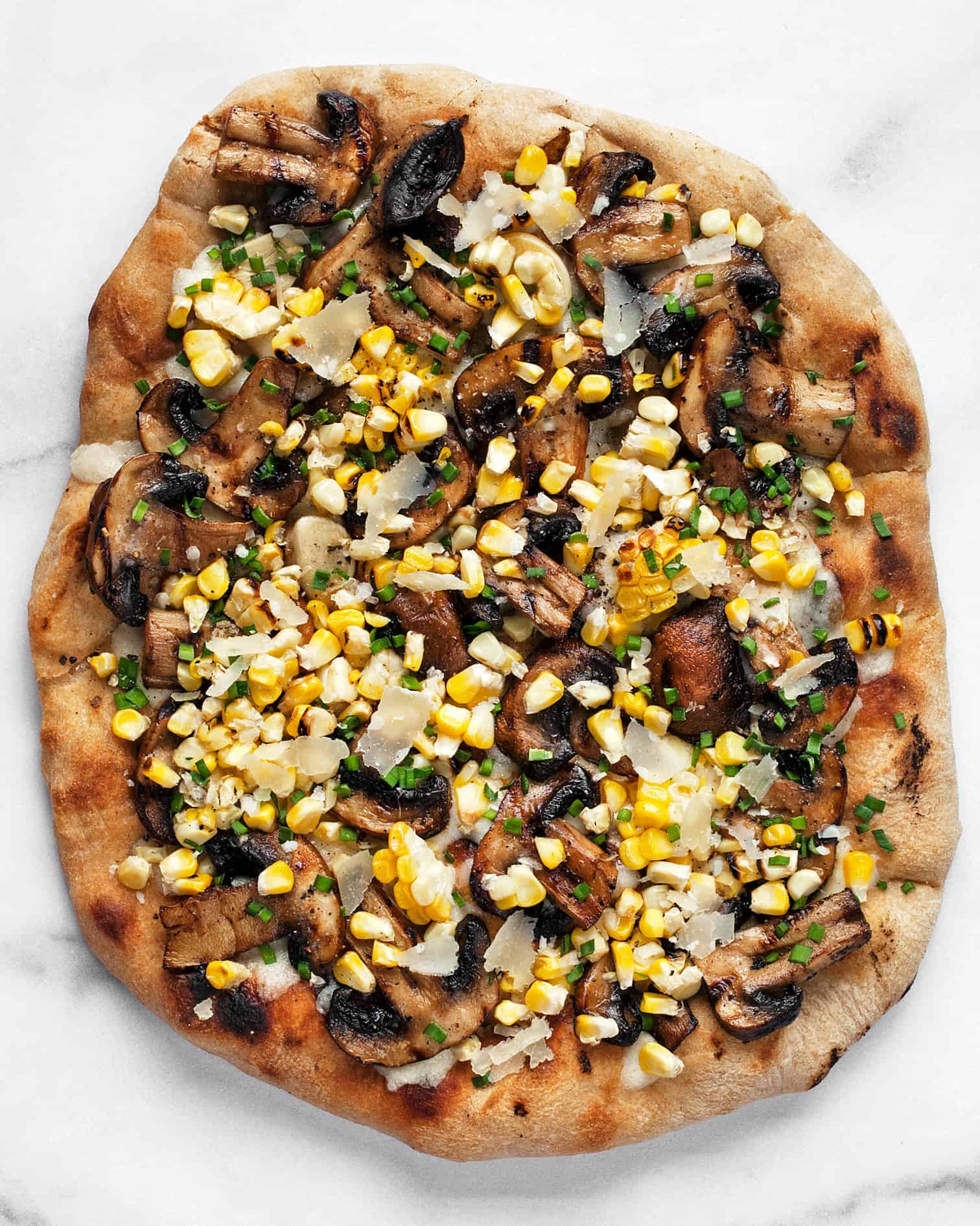 Grilled Mushroom Corn Pizza with Balsamic Mushrooms Last Ingredient