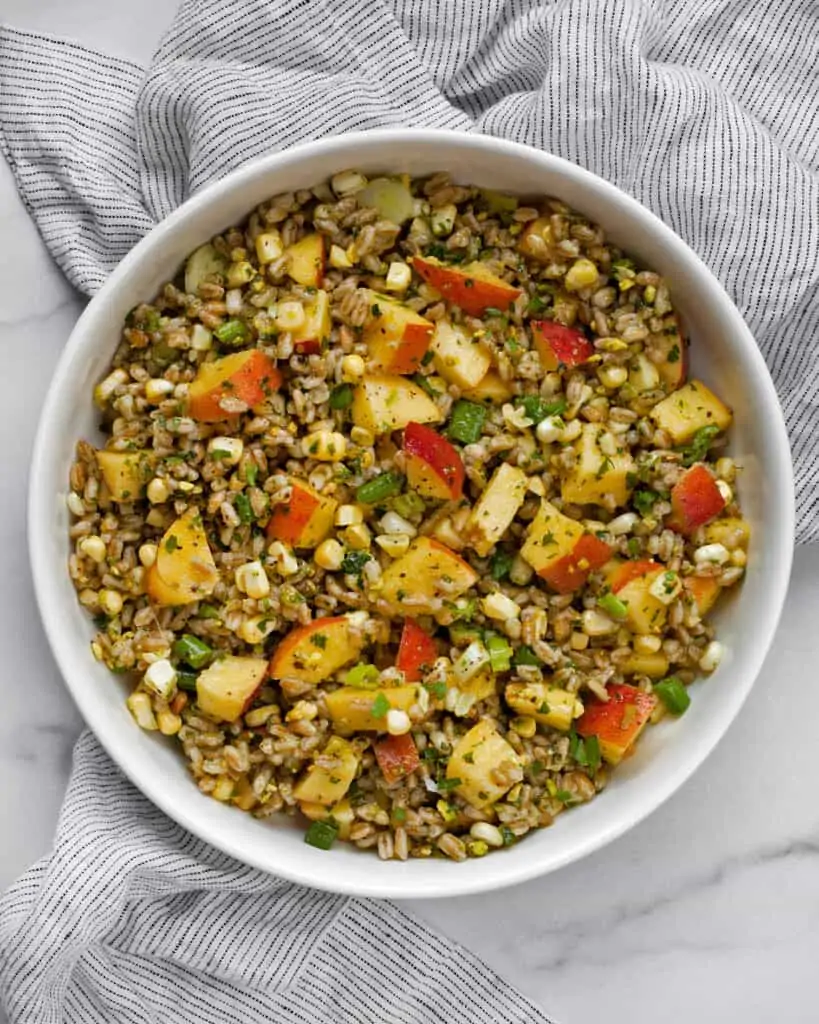 Farro with Peaches and Corn