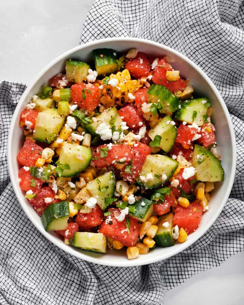 Watermelon Cucumber Corn Salad