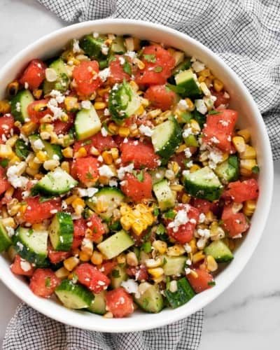 Watermelon Cucumber Salad with Feta and Grilled Corn | Last Ingredient