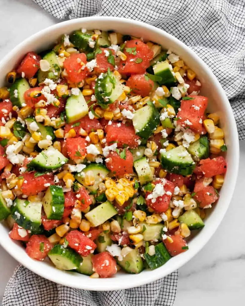 Watermelon Cucumber Corn Salad