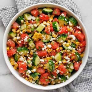 Watermelon Cucumber Corn Salad