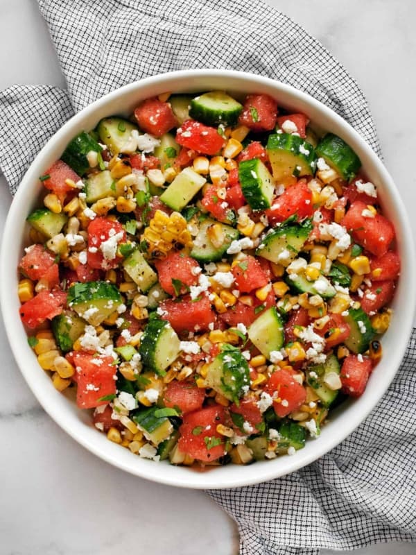 Watermelon Cucumber Corn Salad