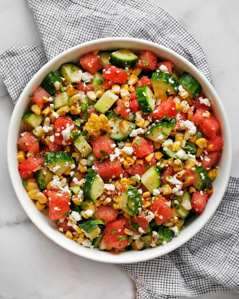 Watermelon Cucumber Corn Salad