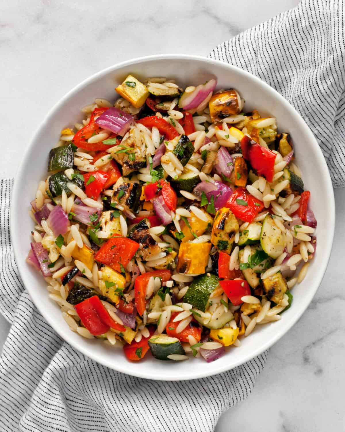 Easy Grilled Vegetable Orzo Salad Last Ingredient