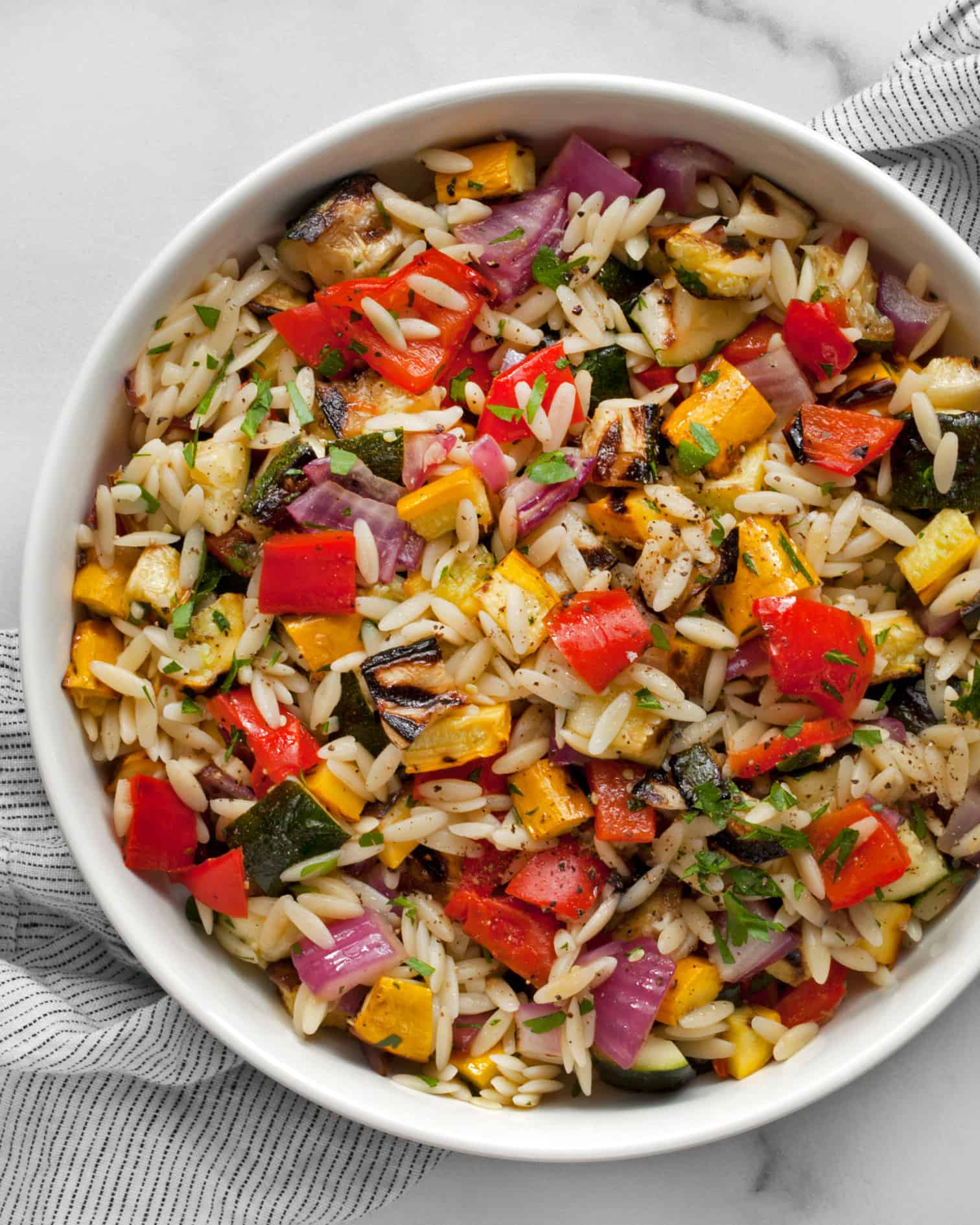Easy Grilled Vegetable Orzo Salad Last Ingredient