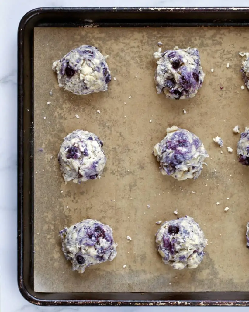 Scone dough on sheet pan before baking