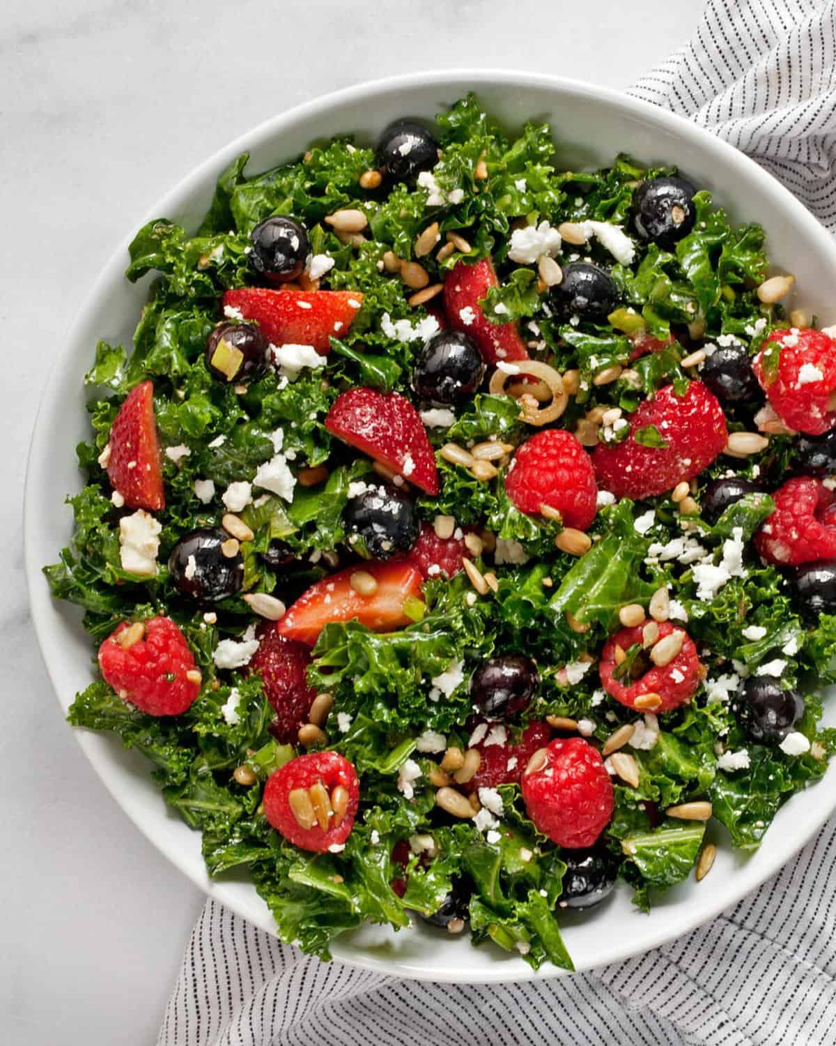 Mixed Berry Kale Salad with Goat Cheese | Last Ingredient