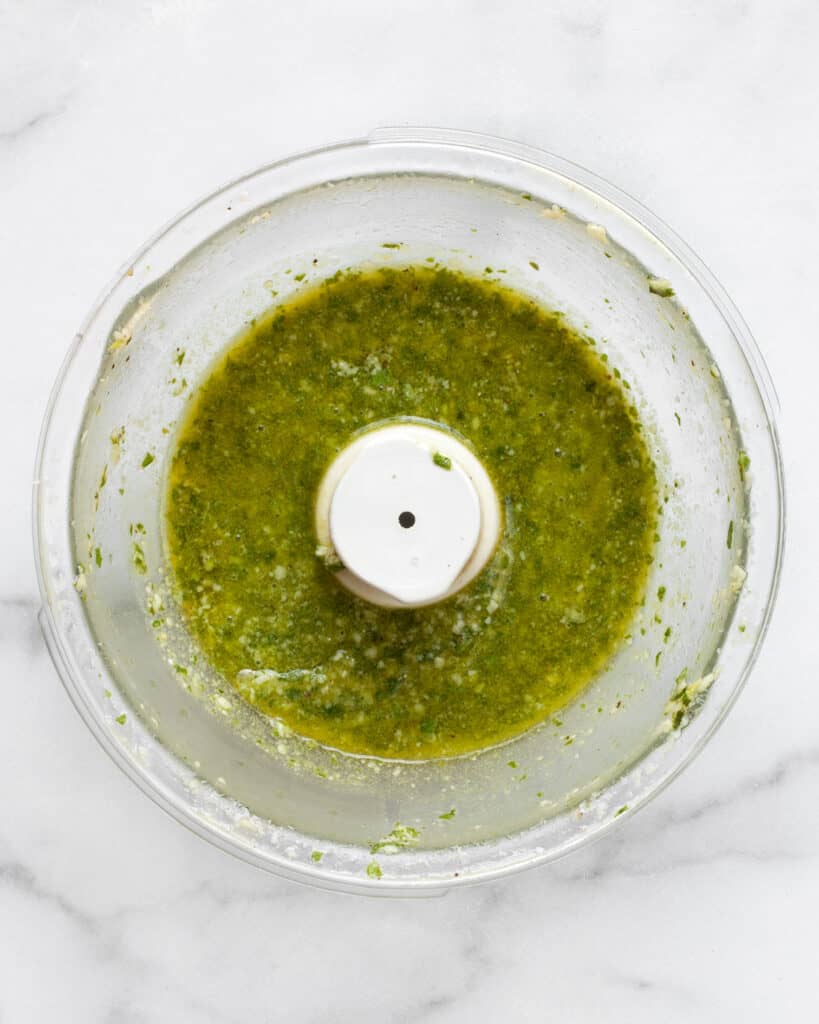 Basil pesto in a bowl