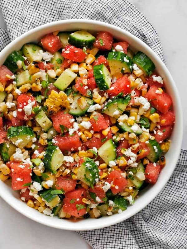 Watermelon Cucumber Corn Salad