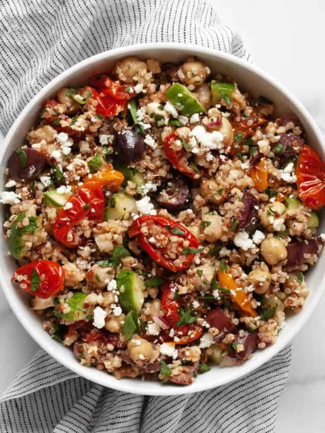 Roasted Tomato Chickpea Quinoa Salad Last Ingredient