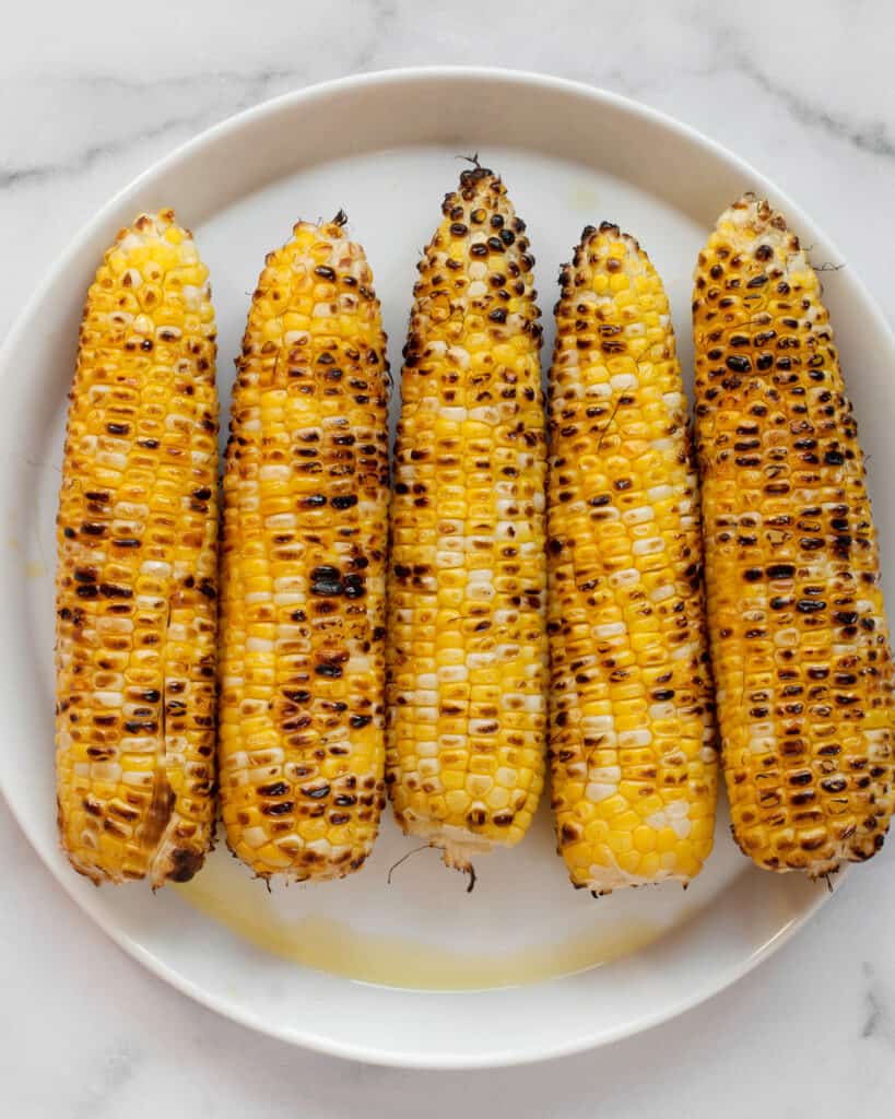 Grilled corn on a plate