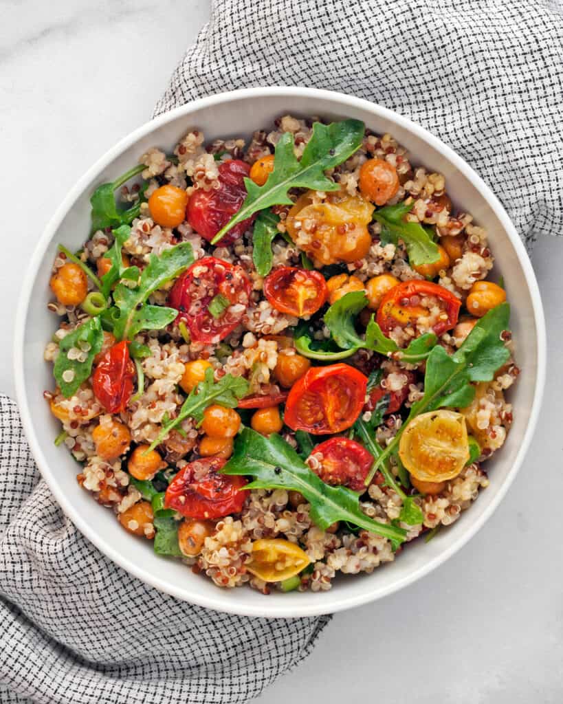 Roasted Tomato Chickpea Quinoa Salad Last Ingredient