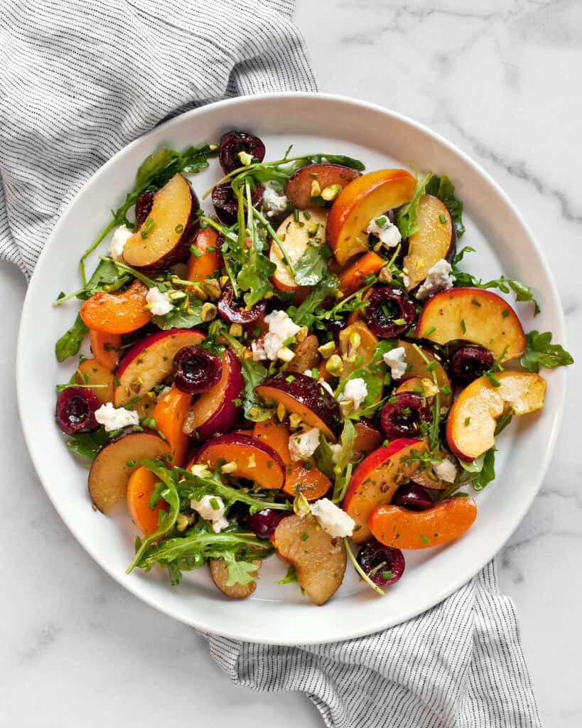 Stone Fruit Salad with Gorgonzola and Pesto Vinaigrette