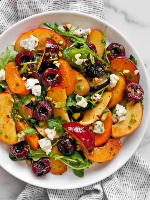 Stone Fruit Salad with Gorgonzola and Pesto Vinaigrette