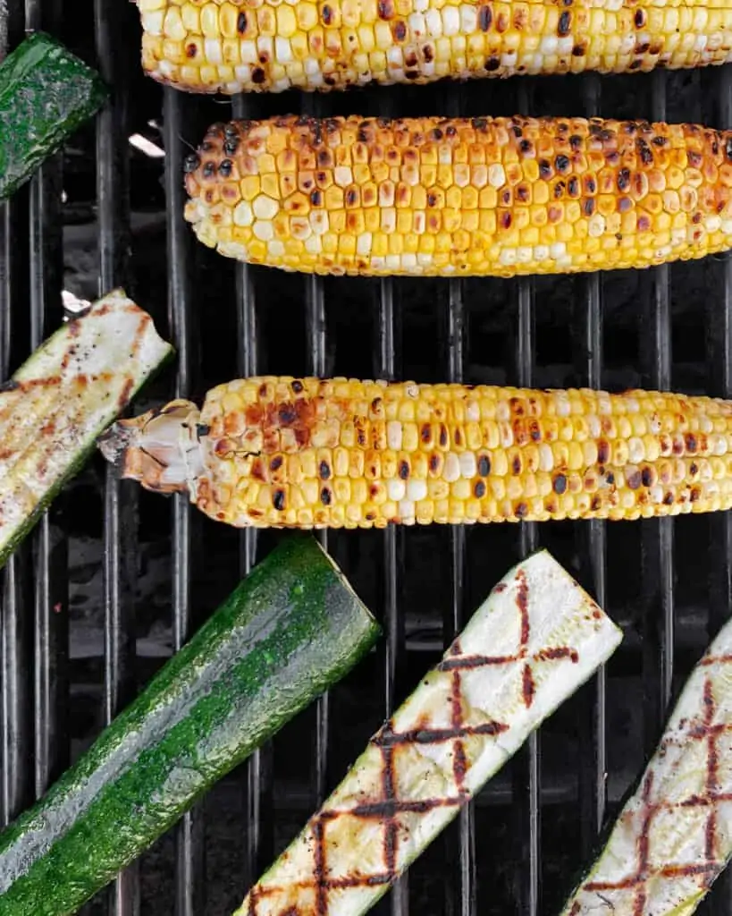 Corn and zucchini on the grill