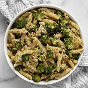 Broccoli pasta in a bowl.