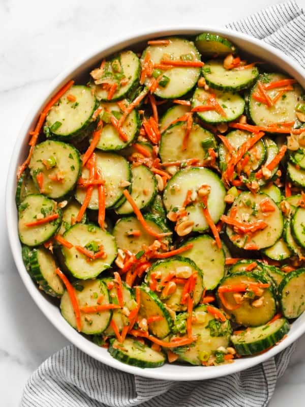 Cucumber carrot salad in a bowl.